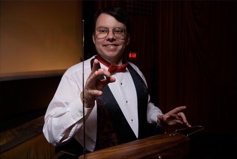 Thereminist, Thomas Grillo performing for opening of Golgotha, in Atlanta, GA, in 2008.